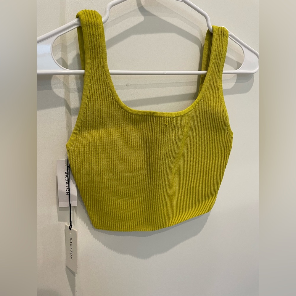 Aritzia chartreuse Ribbed Tank Top